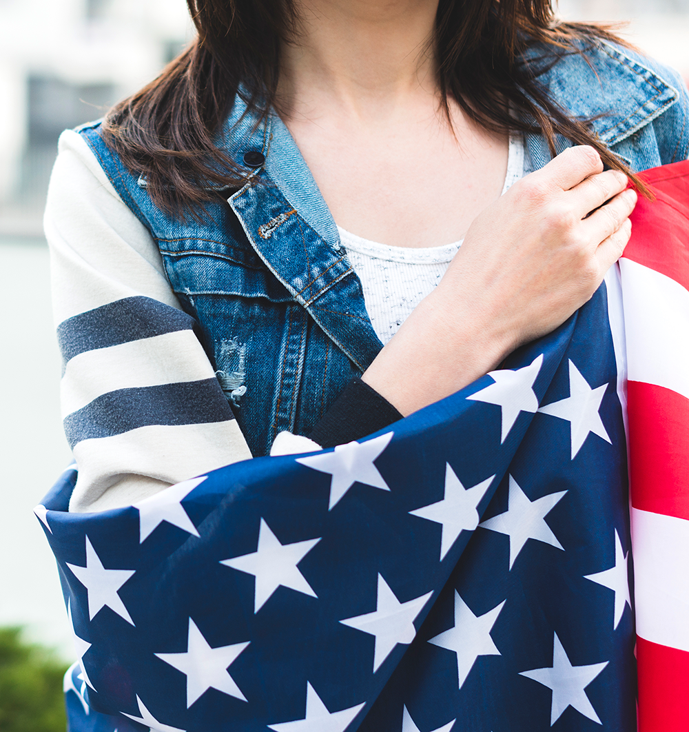 woman-wrapped big flag